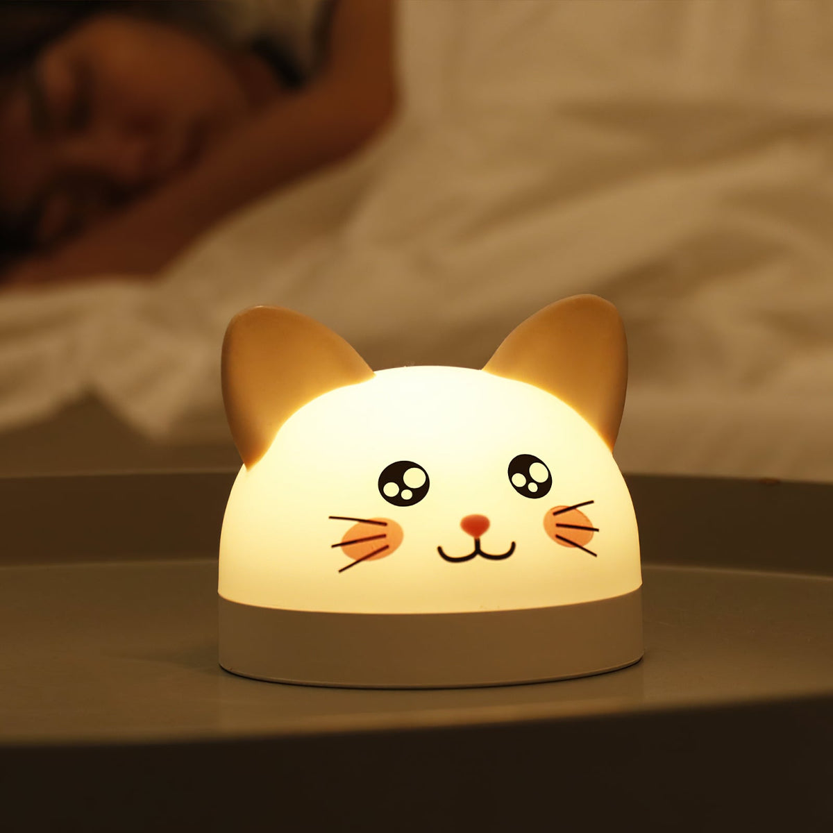 Cat Mouse Clock Night Light - Rechargeable Silicone LED Alarm Clock | Tail-Rotating Dimmer & Sound Activated Display