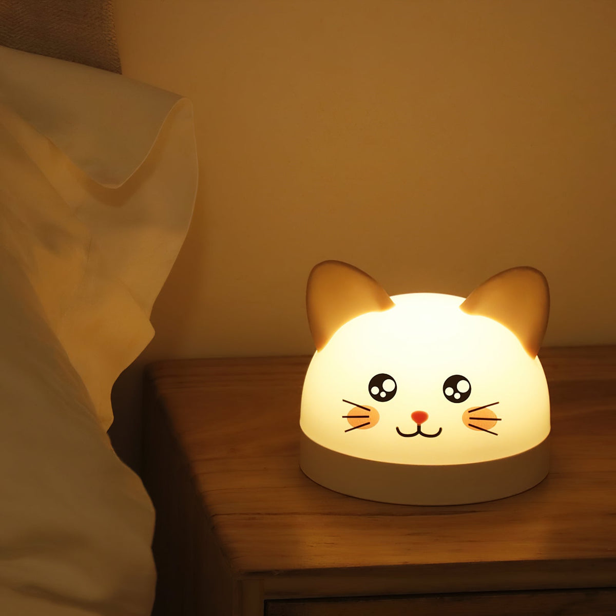 Cat Mouse Clock Night Light - Rechargeable Silicone LED Alarm Clock | Tail-Rotating Dimmer & Sound Activated Display