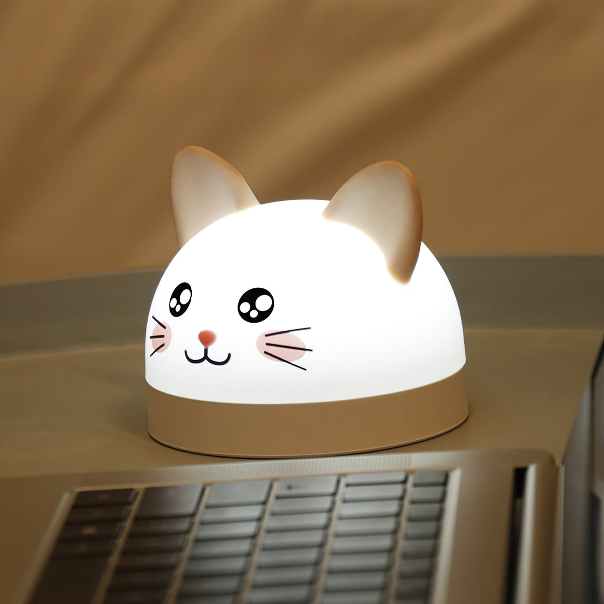 Cat Mouse Clock Night Light - Rechargeable Silicone LED Alarm Clock | Tail-Rotating Dimmer & Sound Activated Display
