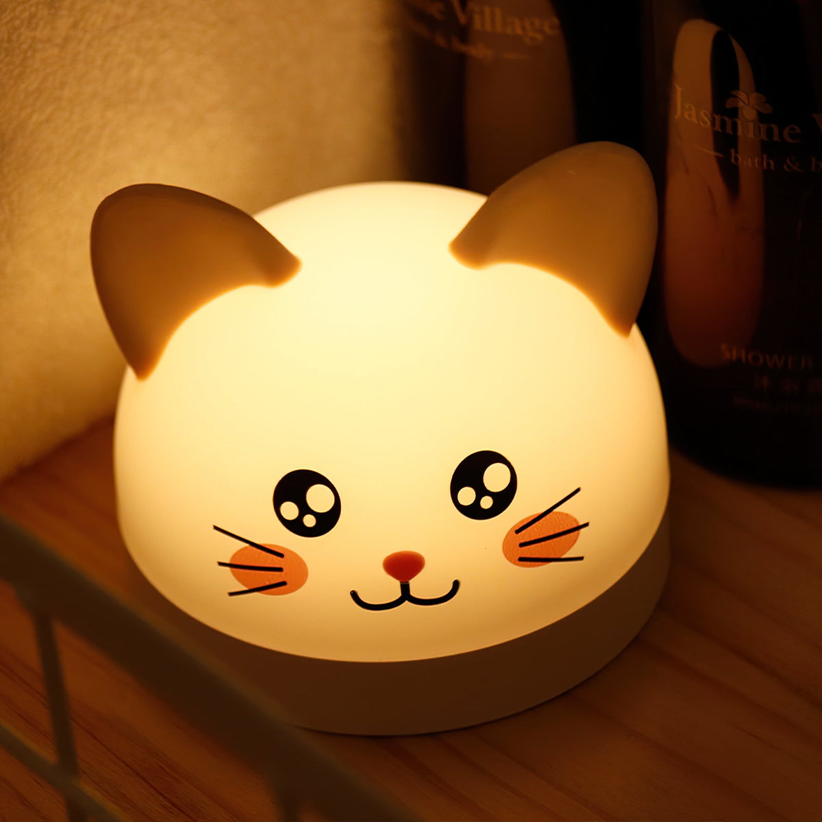 Cat Mouse Clock Night Light - Rechargeable Silicone LED Alarm Clock | Tail-Rotating Dimmer & Sound Activated Display