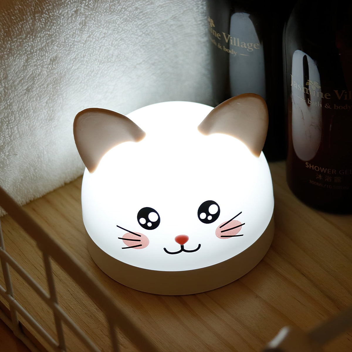 Cat Mouse Clock Night Light - Rechargeable Silicone LED Alarm Clock | Tail-Rotating Dimmer & Sound Activated Display