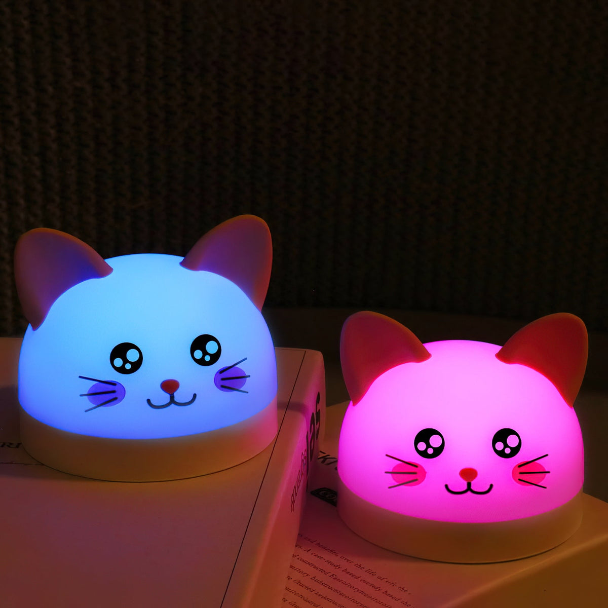 Cat Mouse Clock Night Light - Rechargeable Silicone LED Alarm Clock | Tail-Rotating Dimmer & Sound Activated Display