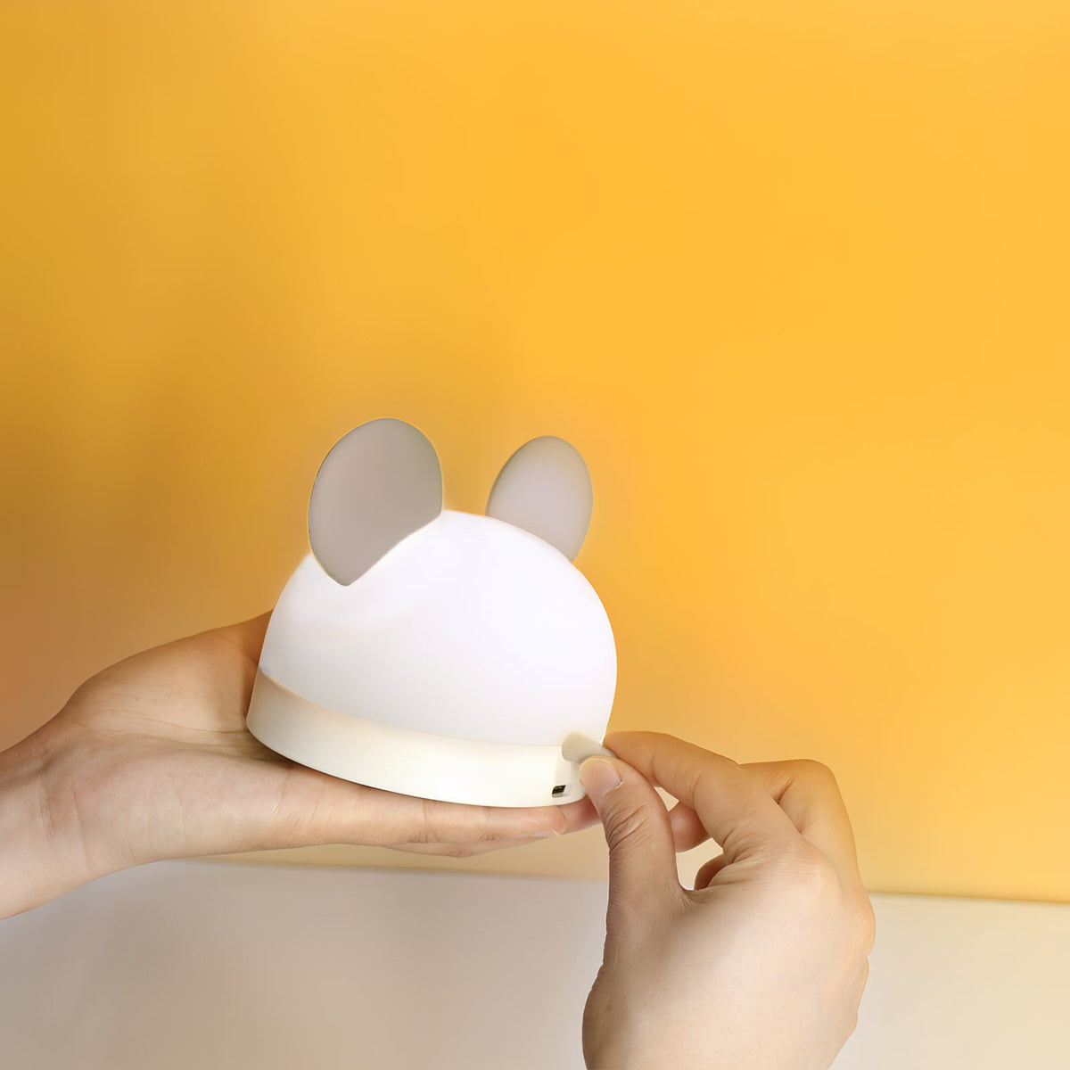 Cat Mouse Clock Night Light - Rechargeable Silicone LED Alarm Clock | Tail-Rotating Dimmer & Sound Activated Display