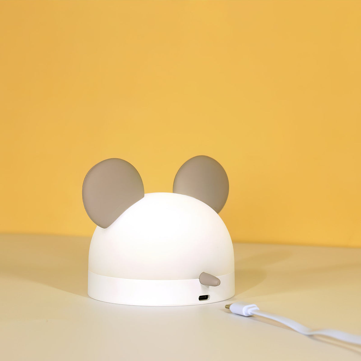 Cat Mouse Clock Night Light - Rechargeable Silicone LED Alarm Clock | Tail-Rotating Dimmer & Sound Activated Display