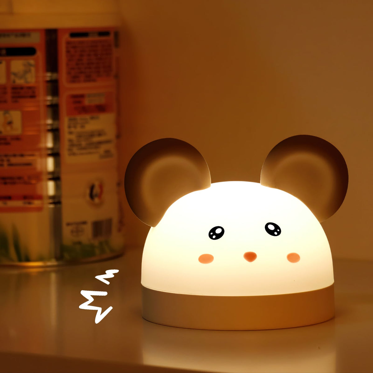 Cat Mouse Clock Night Light - Rechargeable Silicone LED Alarm Clock | Tail-Rotating Dimmer & Sound Activated Display