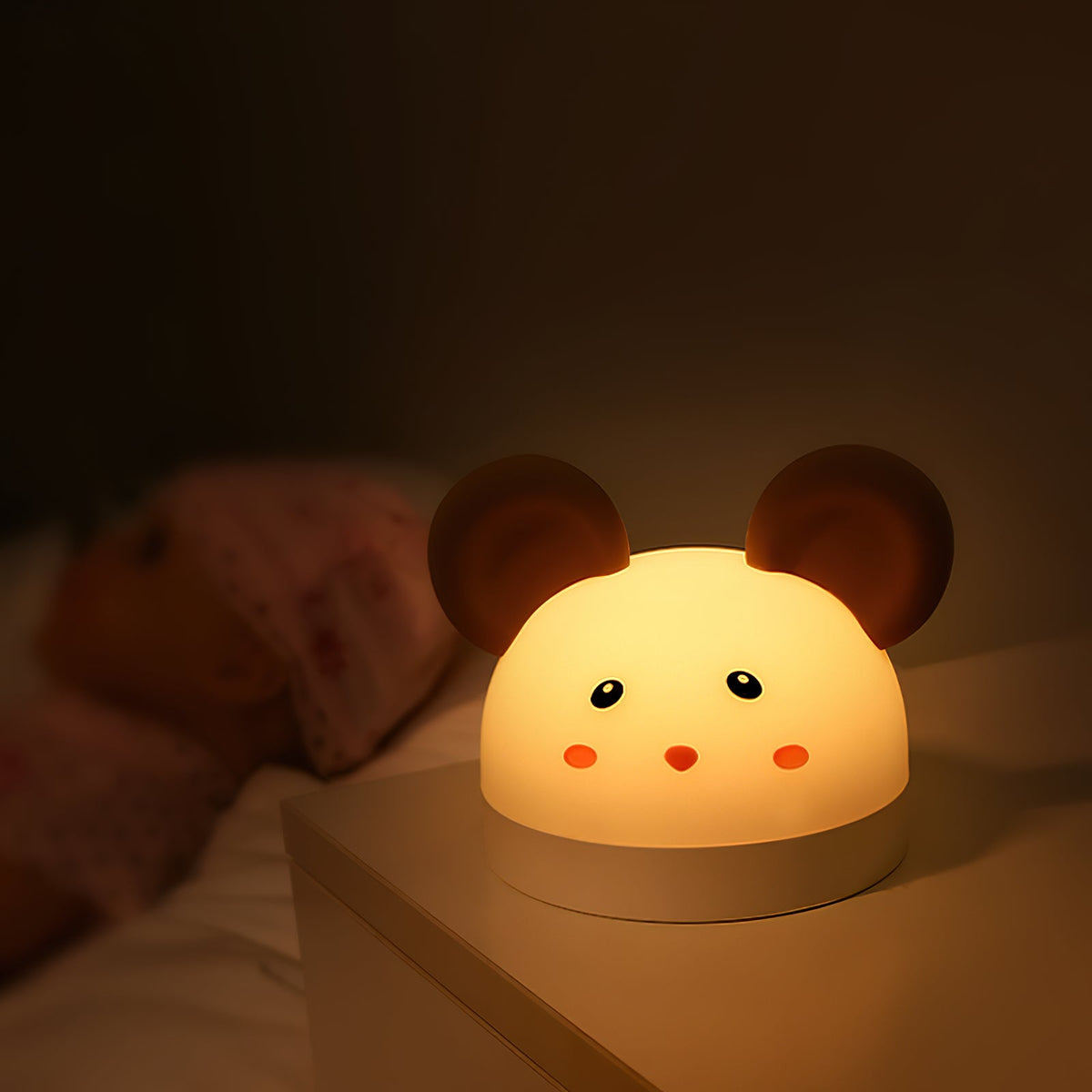 Cat Mouse Clock Night Light - Rechargeable Silicone LED Alarm Clock | Tail-Rotating Dimmer & Sound Activated Display