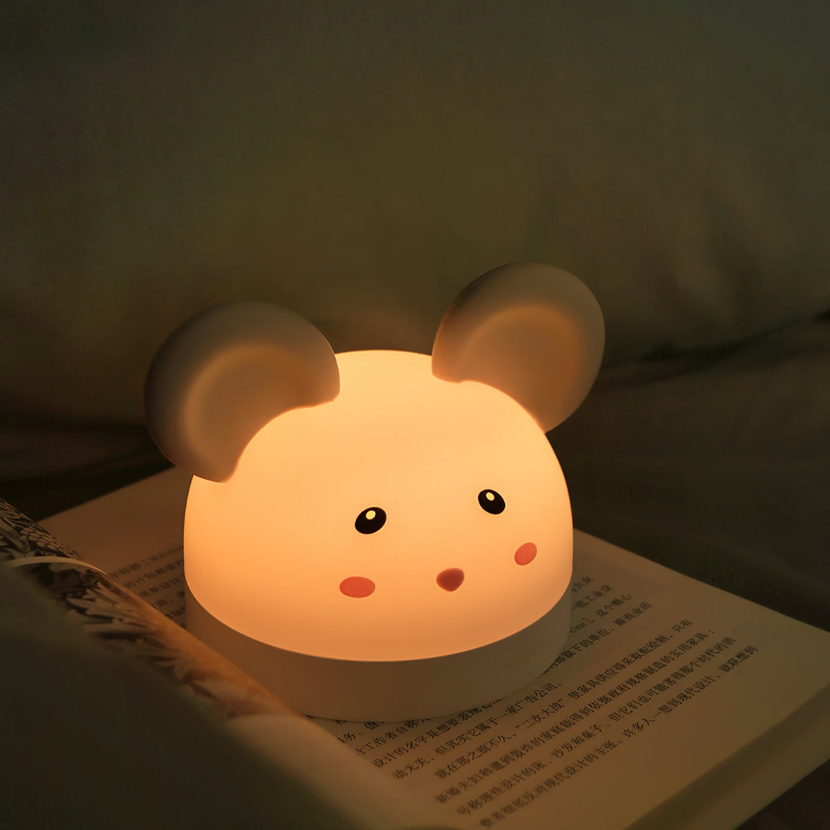Cat Mouse Clock Night Light - Rechargeable Silicone LED Alarm Clock | Tail-Rotating Dimmer & Sound Activated Display