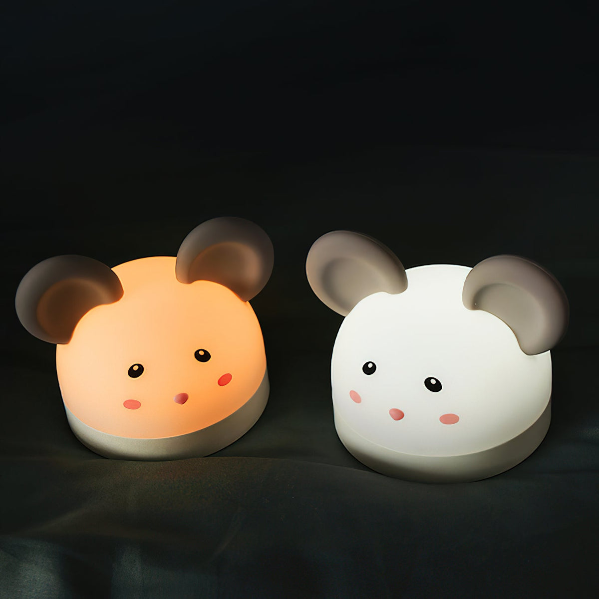Cat Mouse Clock Night Light - Rechargeable Silicone LED Alarm Clock | Tail-Rotating Dimmer & Sound Activated Display
