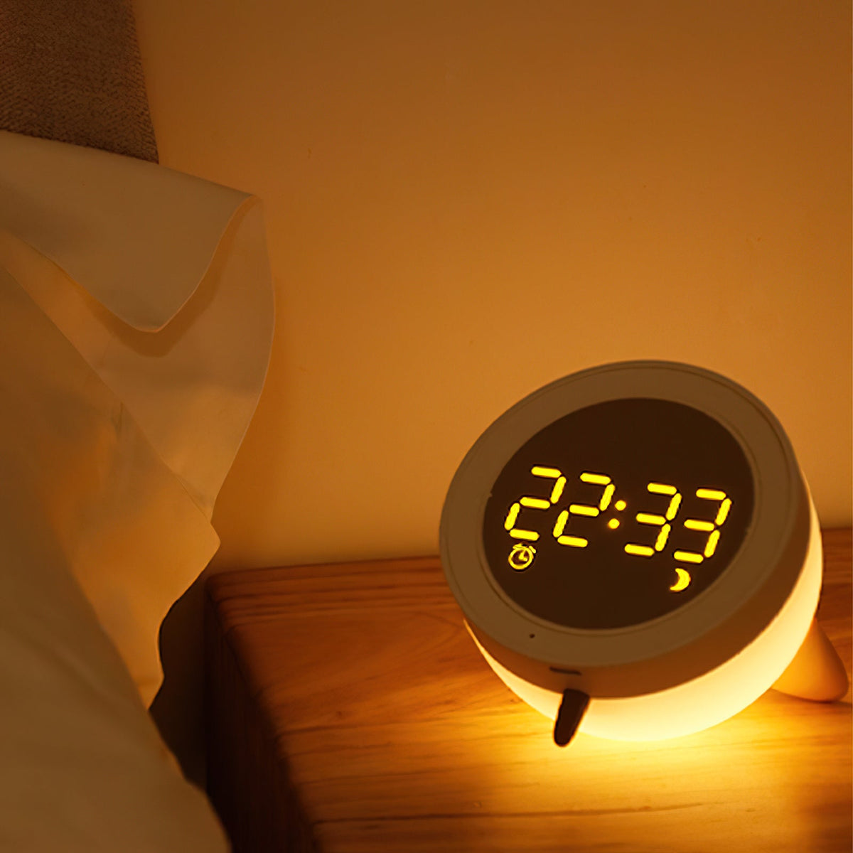 Cat Mouse Clock Night Light - Rechargeable Silicone LED Alarm Clock | Tail-Rotating Dimmer & Sound Activated Display