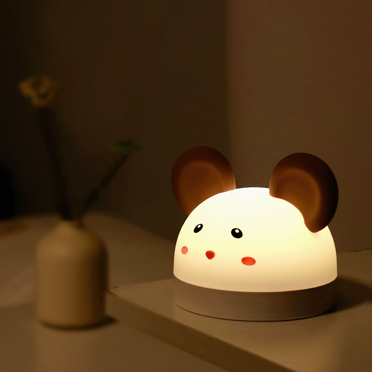 Cat Mouse Clock Night Light - Rechargeable Silicone LED Alarm Clock | Tail-Rotating Dimmer & Sound Activated Display