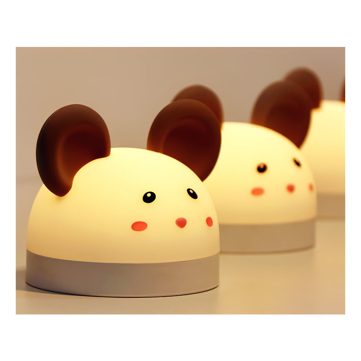 Cat Mouse Clock Night Light - Rechargeable Silicone LED Alarm Clock | Tail-Rotating Dimmer & Sound Activated Display