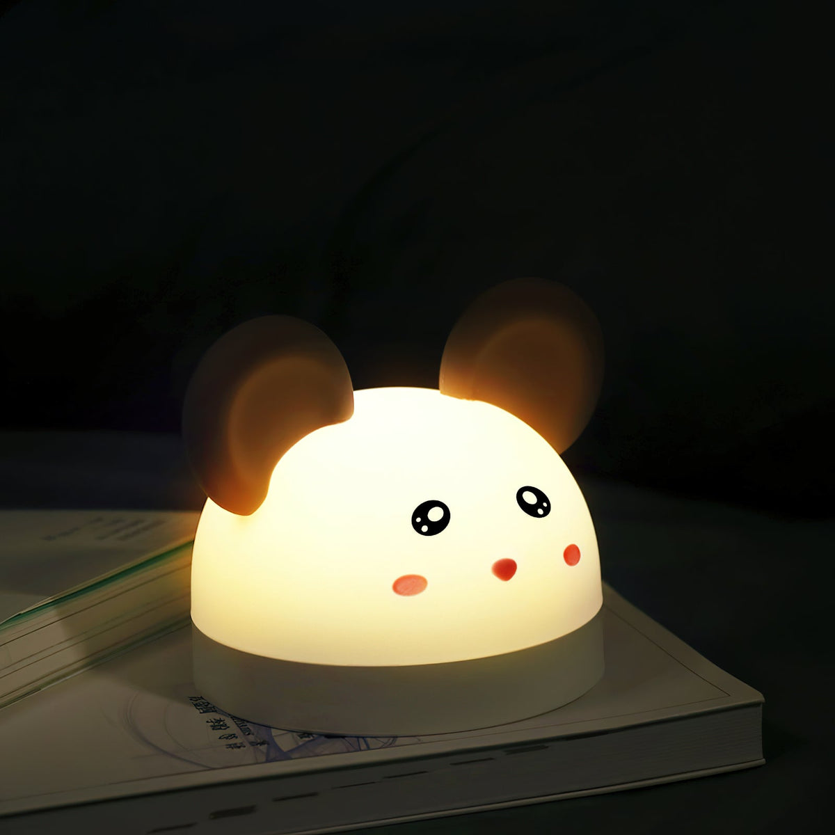 Cat Mouse Clock Night Light - Rechargeable Silicone LED Alarm Clock | Tail-Rotating Dimmer & Sound Activated Display