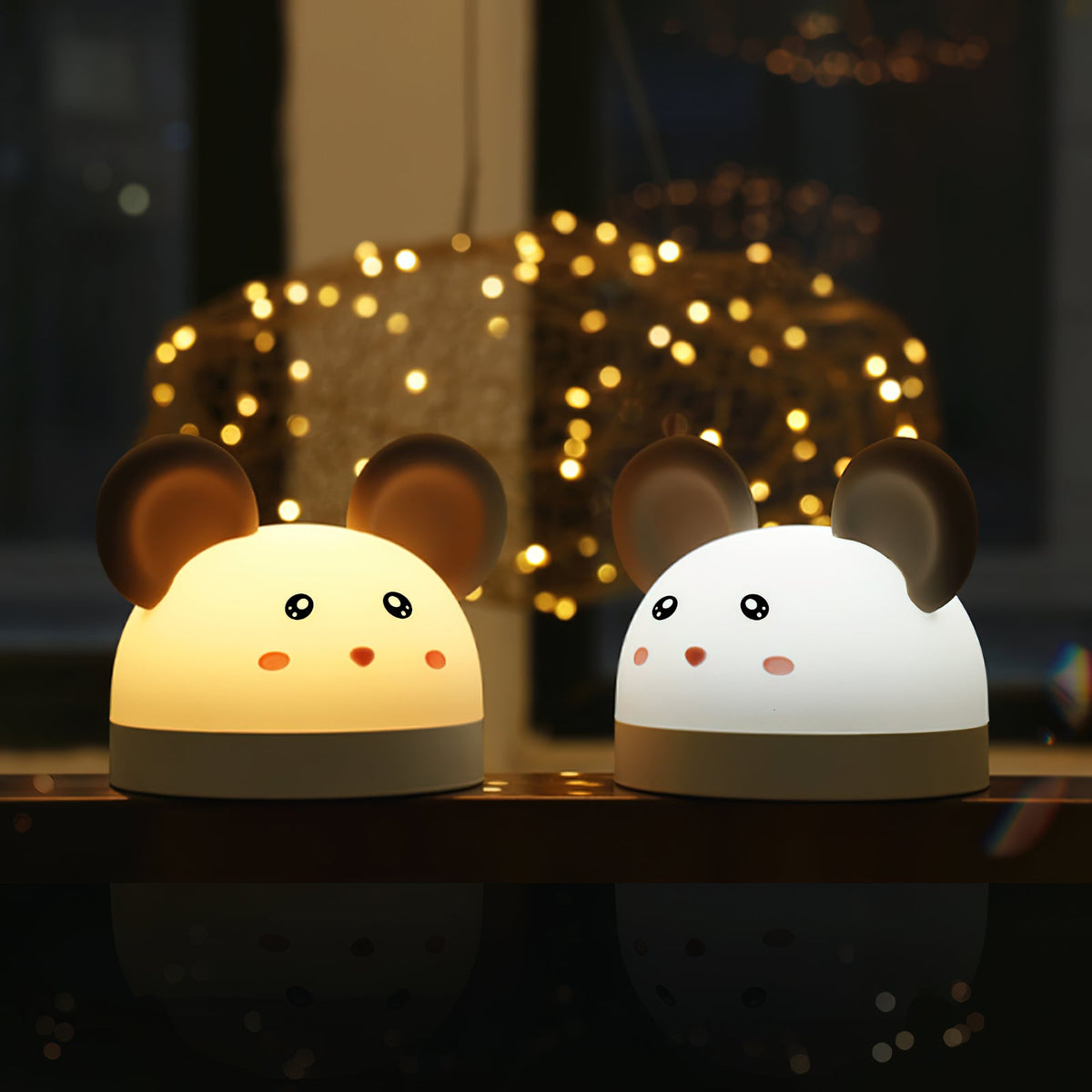 Cat Mouse Clock Night Light - Rechargeable Silicone LED Alarm Clock | Tail-Rotating Dimmer & Sound Activated Display