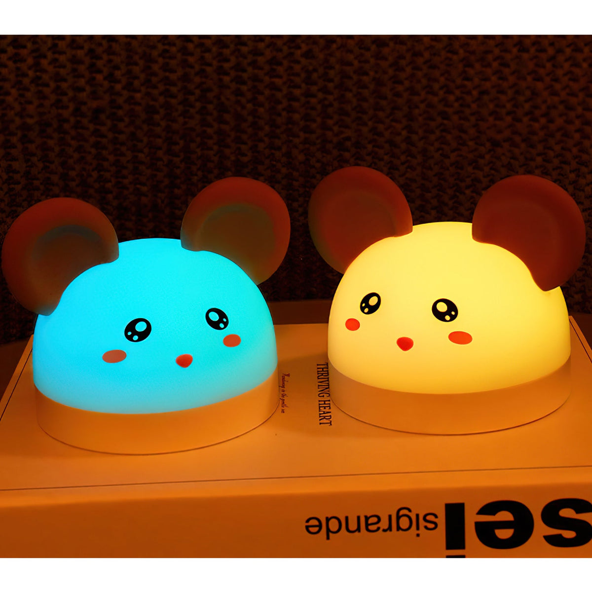 Cat Mouse Clock Night Light - Rechargeable Silicone LED Alarm Clock | Tail-Rotating Dimmer & Sound Activated Display