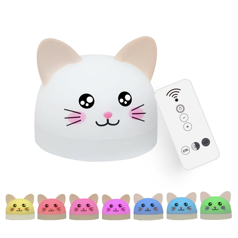 Cat Mouse Clock Night Light - Rechargeable Silicone LED Alarm Clock | Tail-Rotating Dimmer & Sound Activated Display
