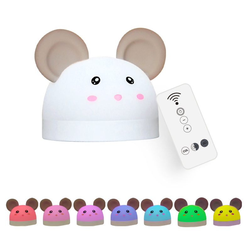 Cat Mouse Clock Night Light - Rechargeable Silicone LED Alarm Clock | Tail-Rotating Dimmer & Sound Activated Display