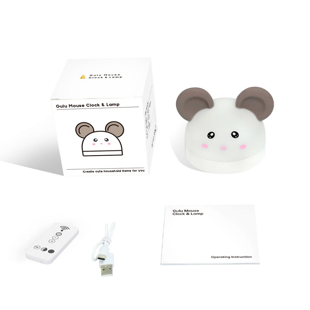 Cat Mouse Clock Night Light - Rechargeable Silicone LED Alarm Clock | Tail-Rotating Dimmer & Sound Activated Display