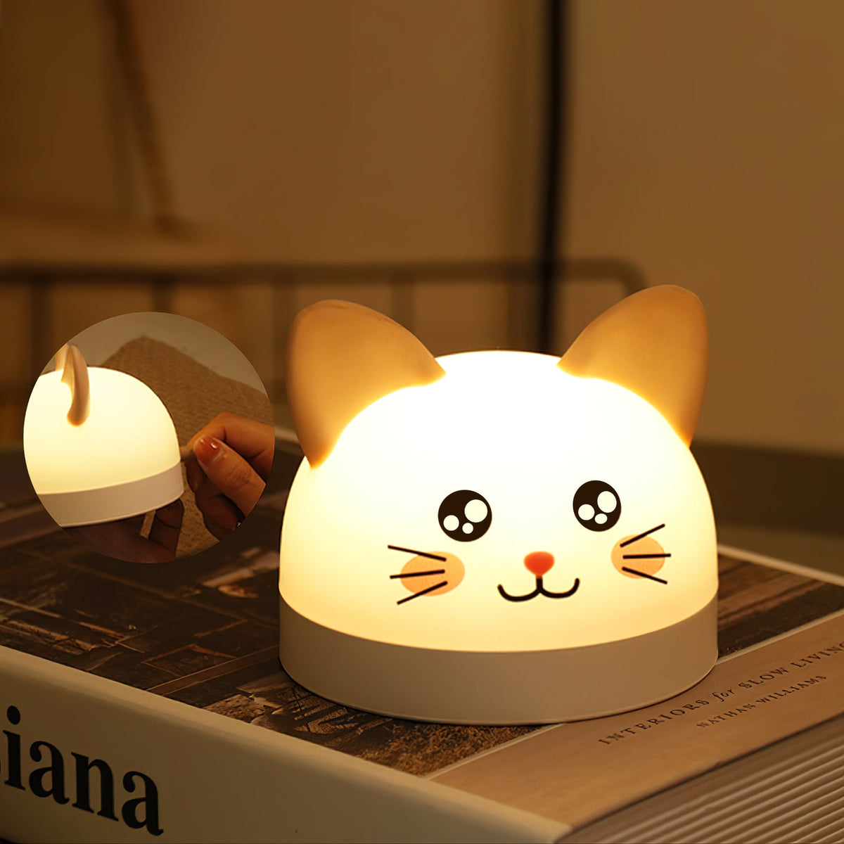 Cat Mouse Clock Night Light - Rechargeable Silicone LED Alarm Clock | Tail-Rotating Dimmer & Sound Activated Display