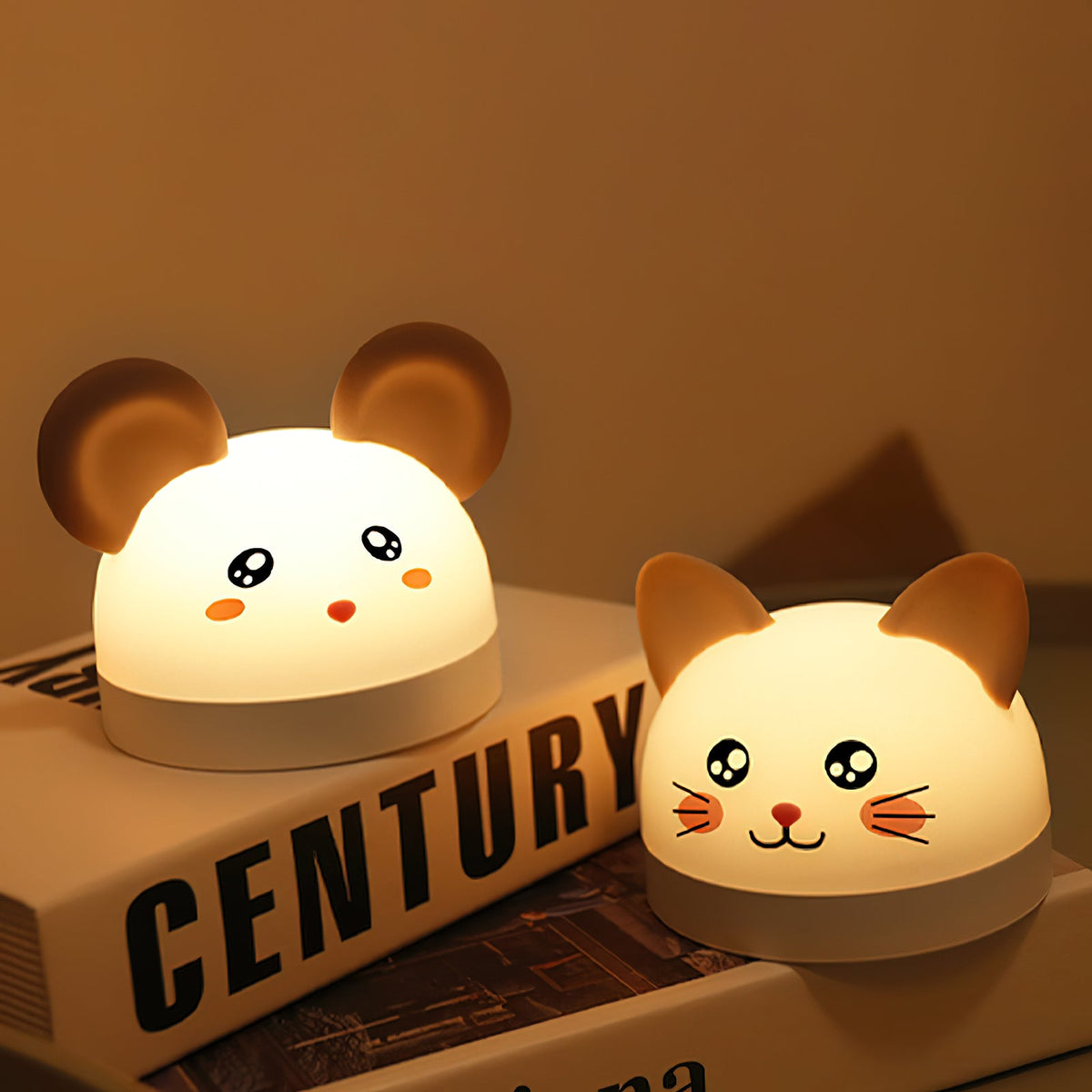 Cat Mouse Clock Night Light - Rechargeable Silicone LED Alarm Clock | Tail-Rotating Dimmer & Sound Activated Display