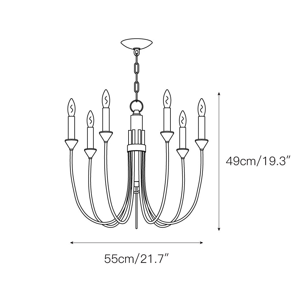 Cate Chandelier – Swooping Brass Arm Multi-Light Statement Chandelier