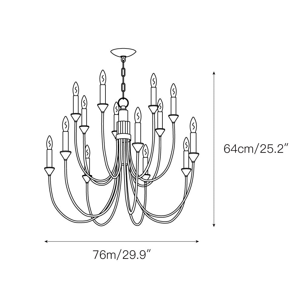 Cate Chandelier – Swooping Brass Arm Multi-Light Statement Chandelier