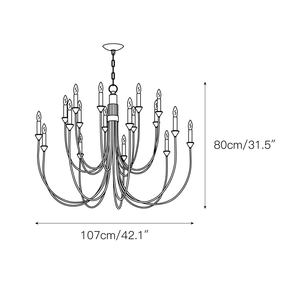 Cate Chandelier – Swooping Brass Arm Multi-Light Statement Chandelier