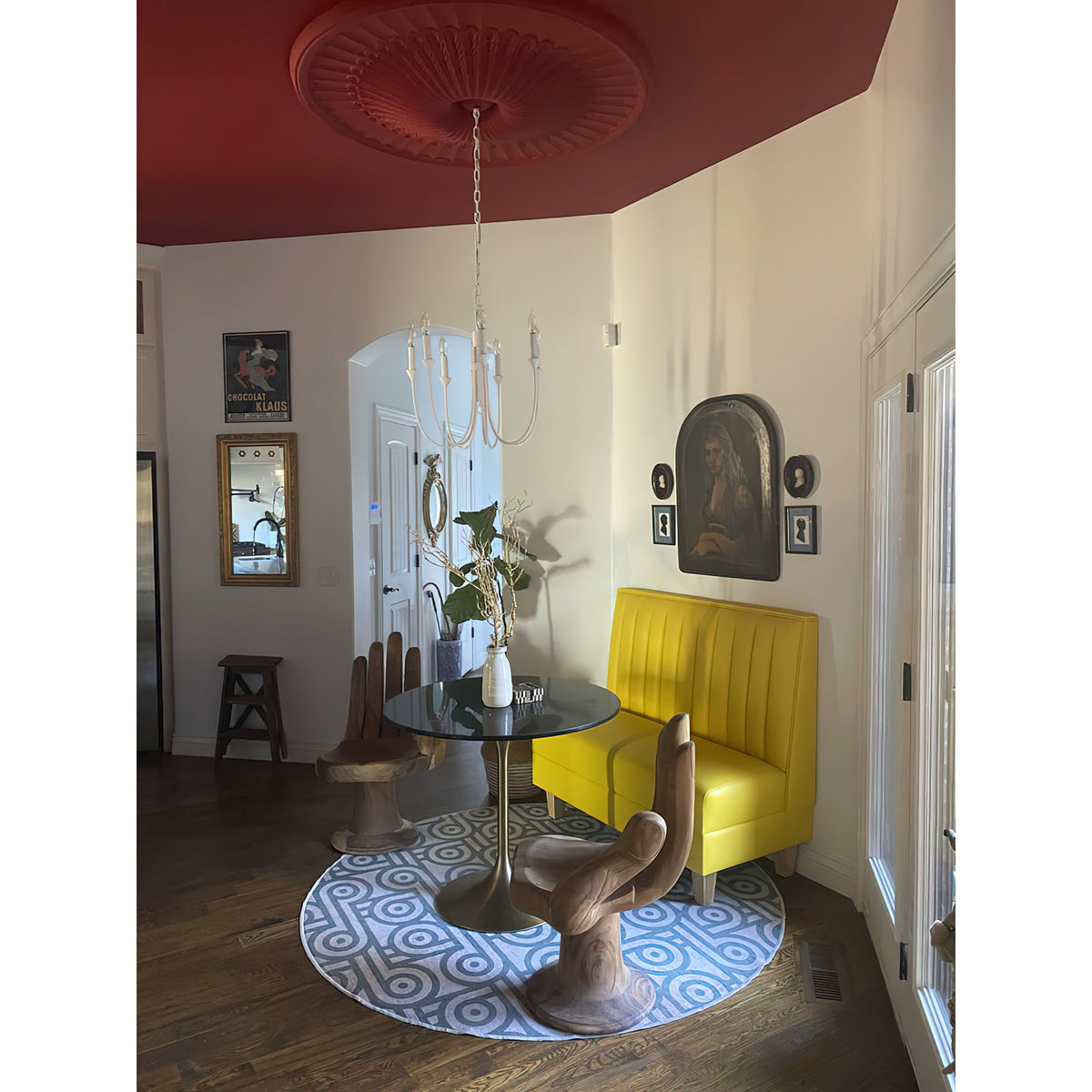 Cate Chandelier – Swooping Brass Arm Multi-Light Statement Chandelier