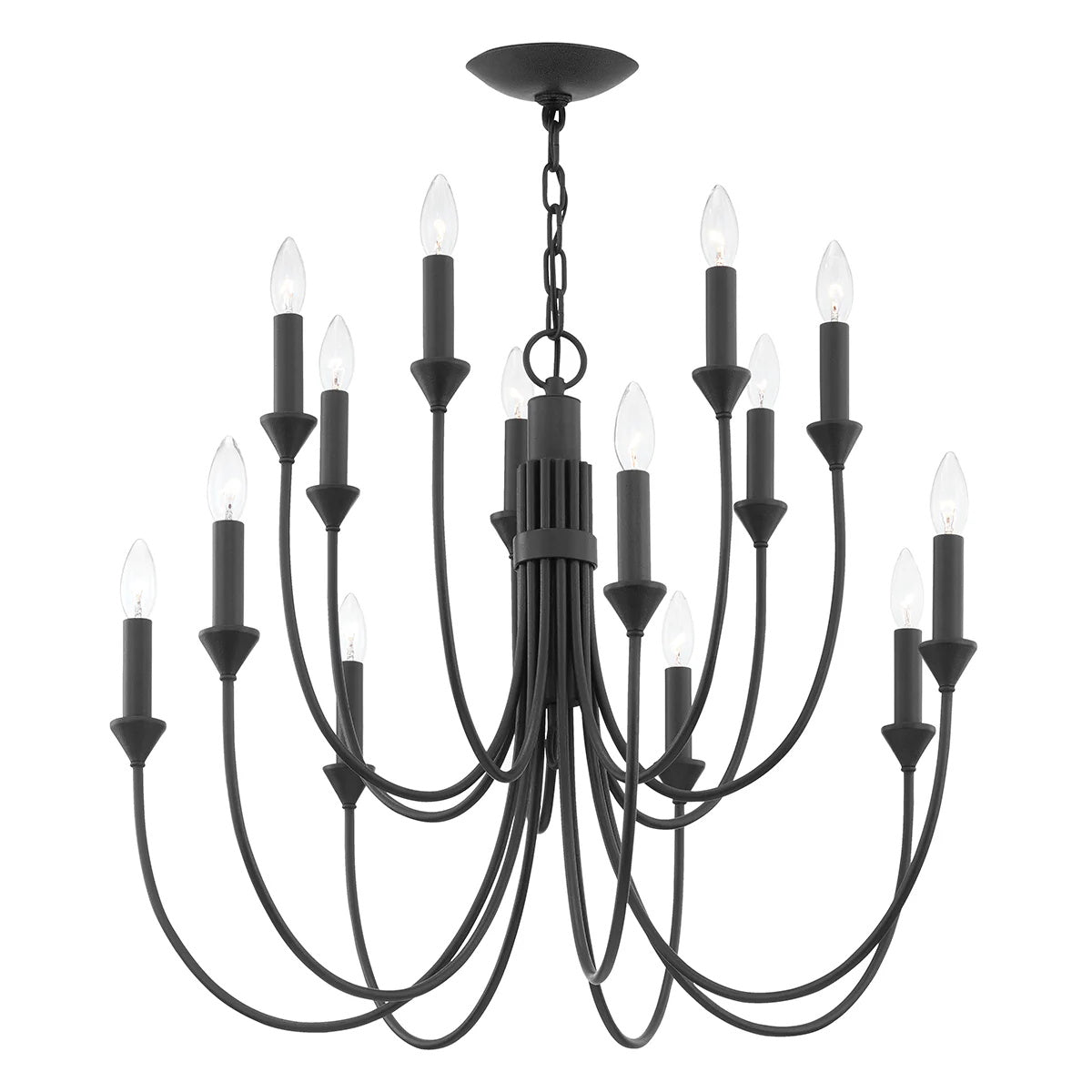 Cate Chandelier – Swooping Brass Arm Multi-Light Statement Chandelier