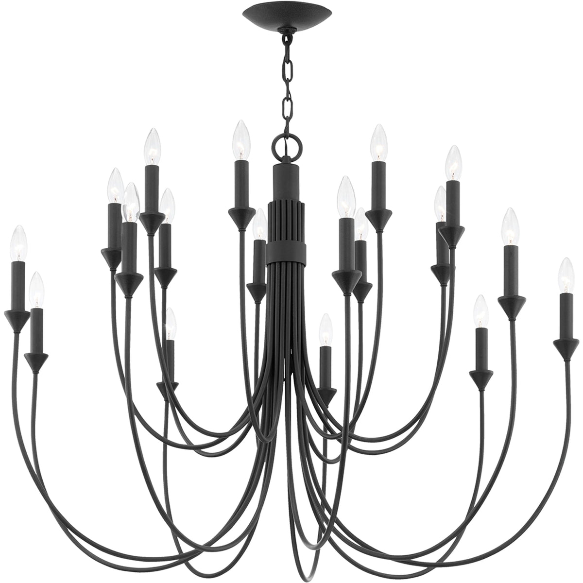 Cate Chandelier – Swooping Brass Arm Multi-Light Statement Chandelier
