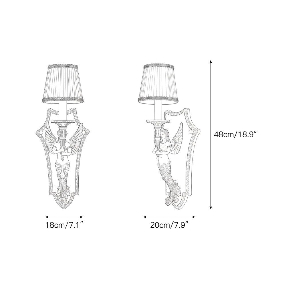 Caterina Brass Wall Lamp – French Provincial Ornate Brass & Fabric Shade Sconce