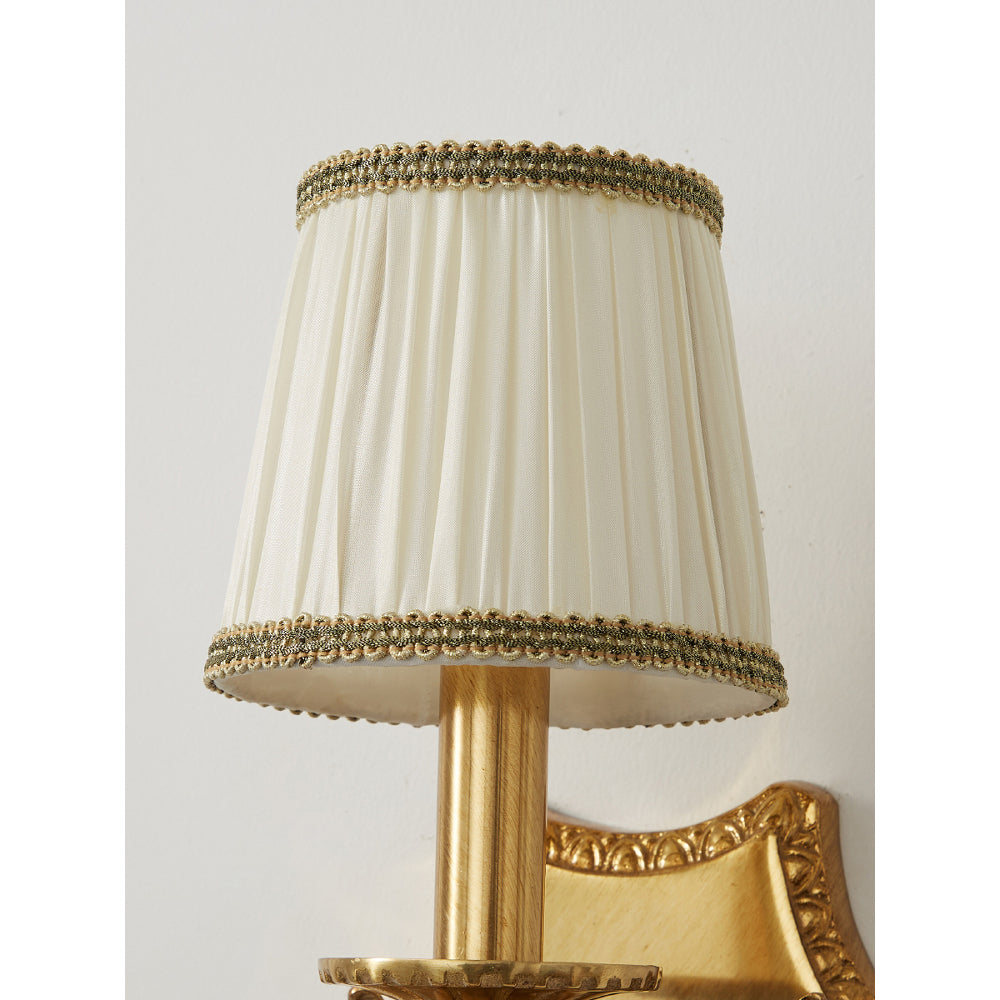 Caterina Brass Wall Lamp – French Provincial Ornate Brass & Fabric Shade Sconce