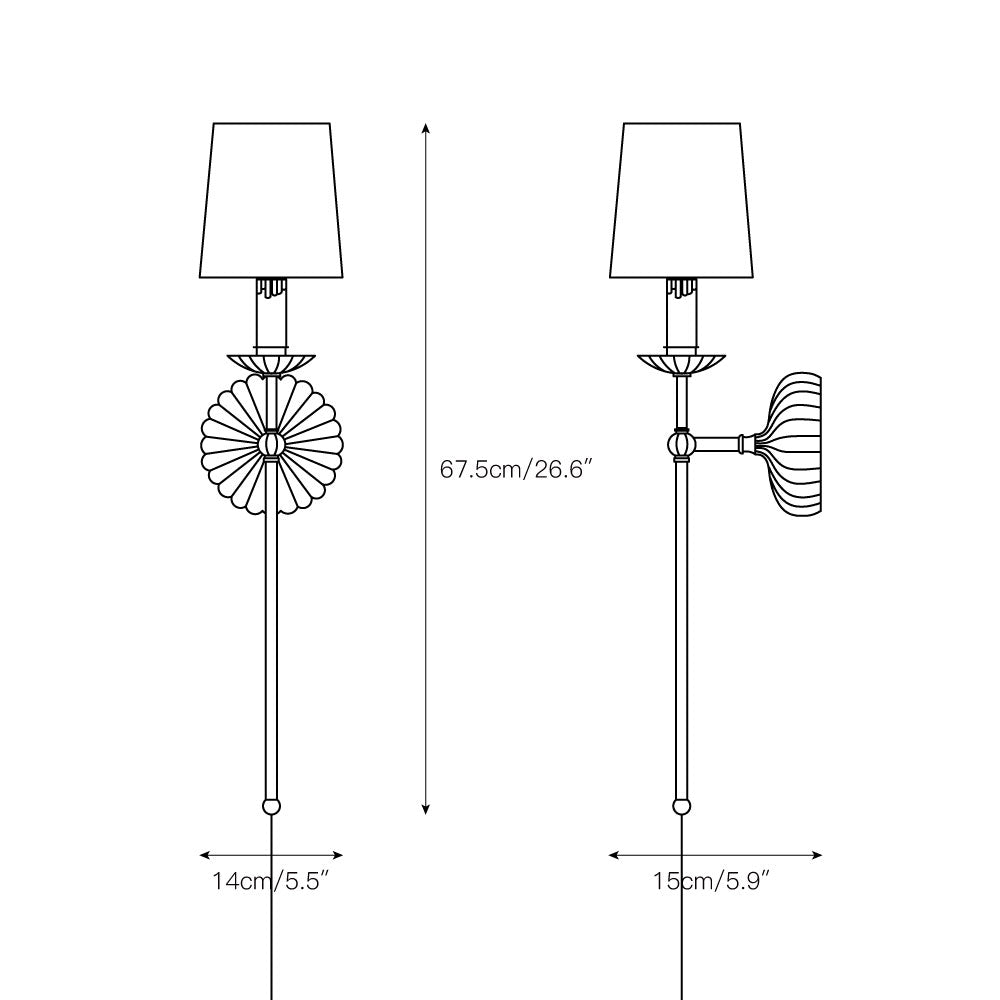 Catina Plug-in Wall Lamp – Antique Gold Leaf Fabric Shade Plug-In Sconce