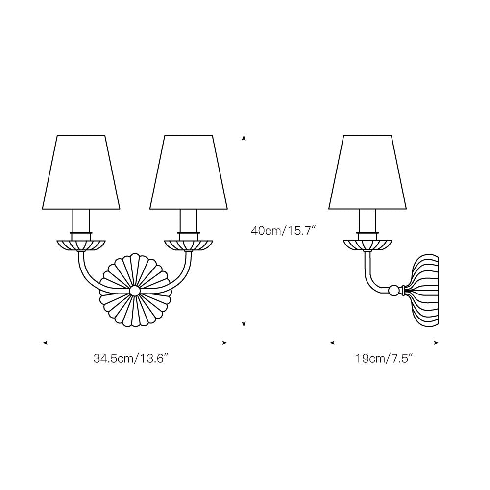 Catina Wall Lamp - Luxury Antique Gold Leaf 2-Light Sconce