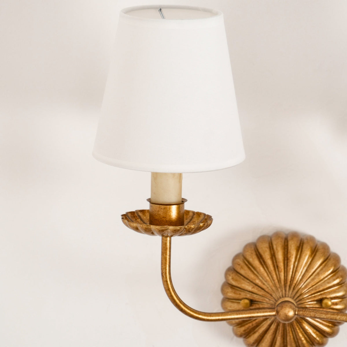 Catina Plug-in Wall Lamp – Antique Gold Leaf Fabric Shade Plug-In Sconce