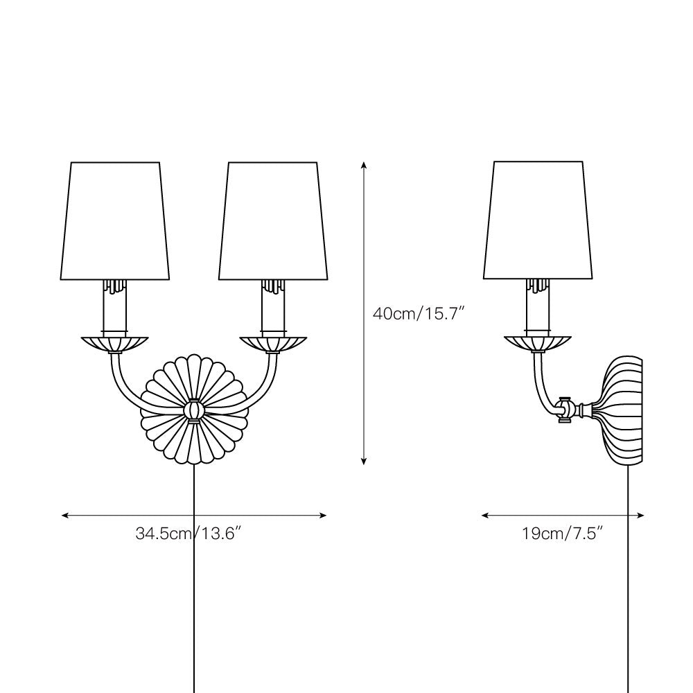 Catina Plug-in Wall Lamp – Antique Gold Leaf Fabric Shade Plug-In Sconce