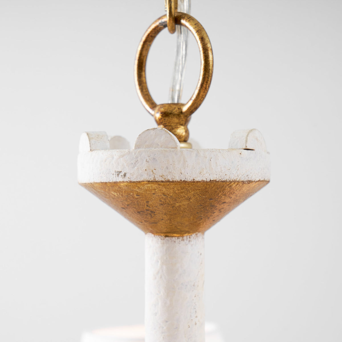 Cavaillon Chandelier – 1940s French Turned Wood & Fabric Shade Chandelier