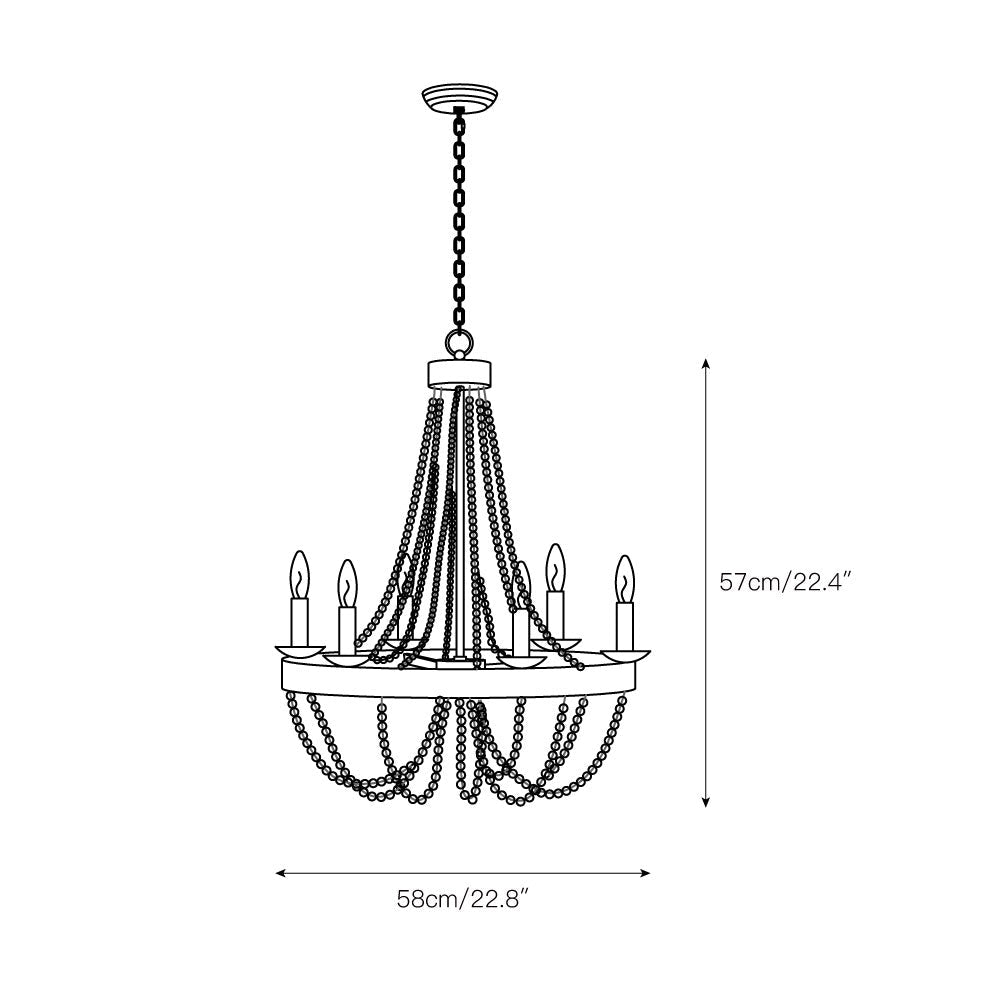 Cavitt Chandelier – Rustic Wooden Beaded & Hemp Wrapped 6-Light Chandelier