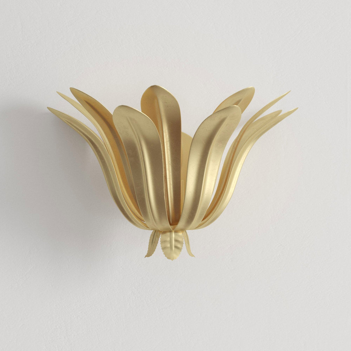Cayman Wall Lamp – Hand-Finished Organic Layered Leaf Brass Sconce