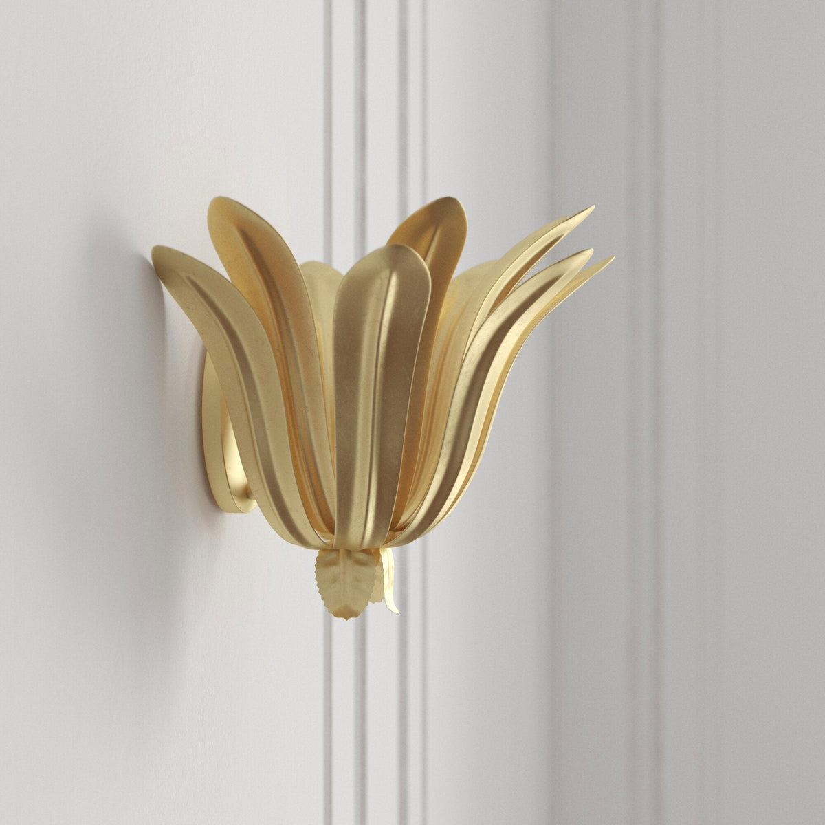 Cayman Wall Lamp – Hand-Finished Organic Layered Leaf Brass Sconce