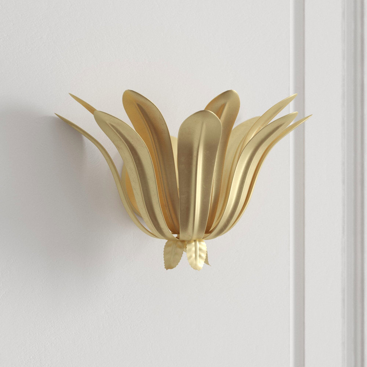 Cayman Wall Lamp – Hand-Finished Organic Layered Leaf Brass Sconce