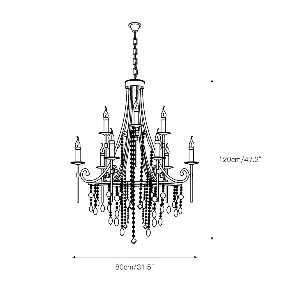 Cebu Chandelier – Tiered Metal Chandelier with Natural Shell, Alabaster & Crystal Charms