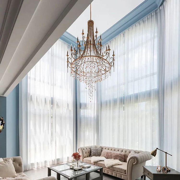 Cebu Chandelier – Tiered Metal Chandelier with Natural Shell, Alabaster & Crystal Charms