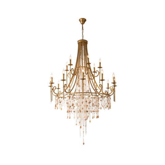 Cebu Chandelier – Tiered Metal Chandelier with Natural Shell, Alabaster & Crystal Charms
