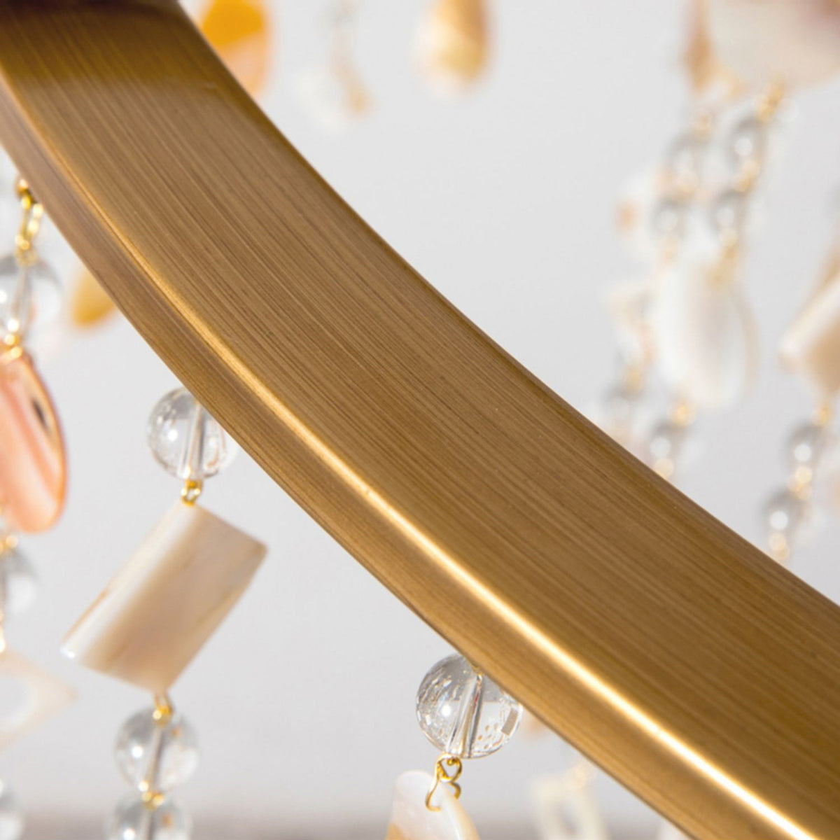 Cebu Chandelier – Tiered Metal Chandelier with Natural Shell, Alabaster & Crystal Charms