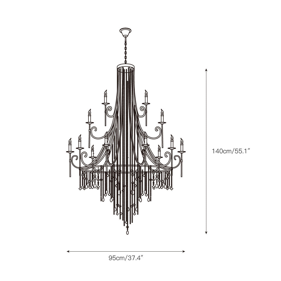 Cebu Chandelier – Tiered Metal Chandelier with Natural Shell, Alabaster & Crystal Charms