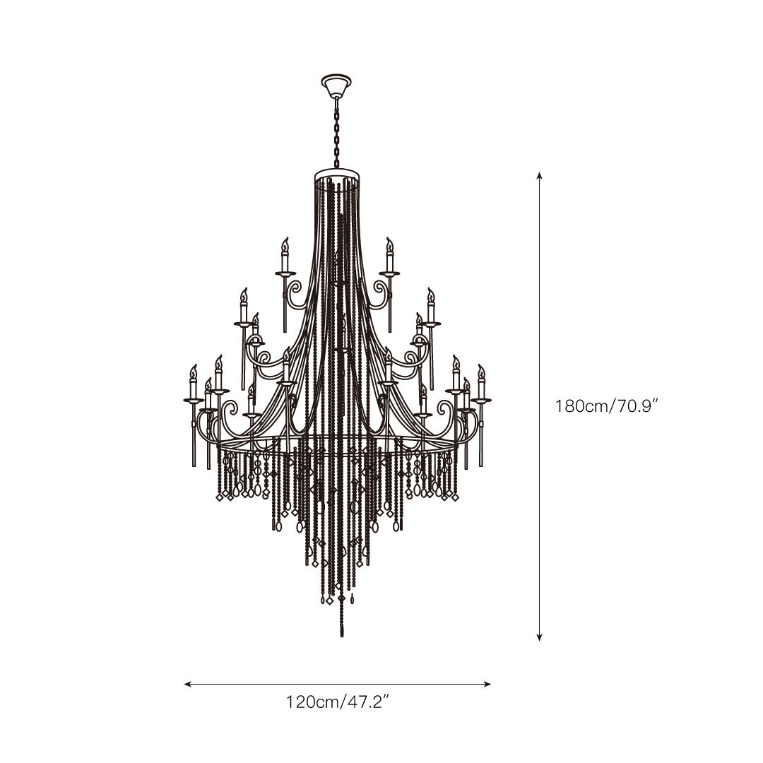 Cebu Chandelier – Tiered Metal Chandelier with Natural Shell, Alabaster & Crystal Charms
