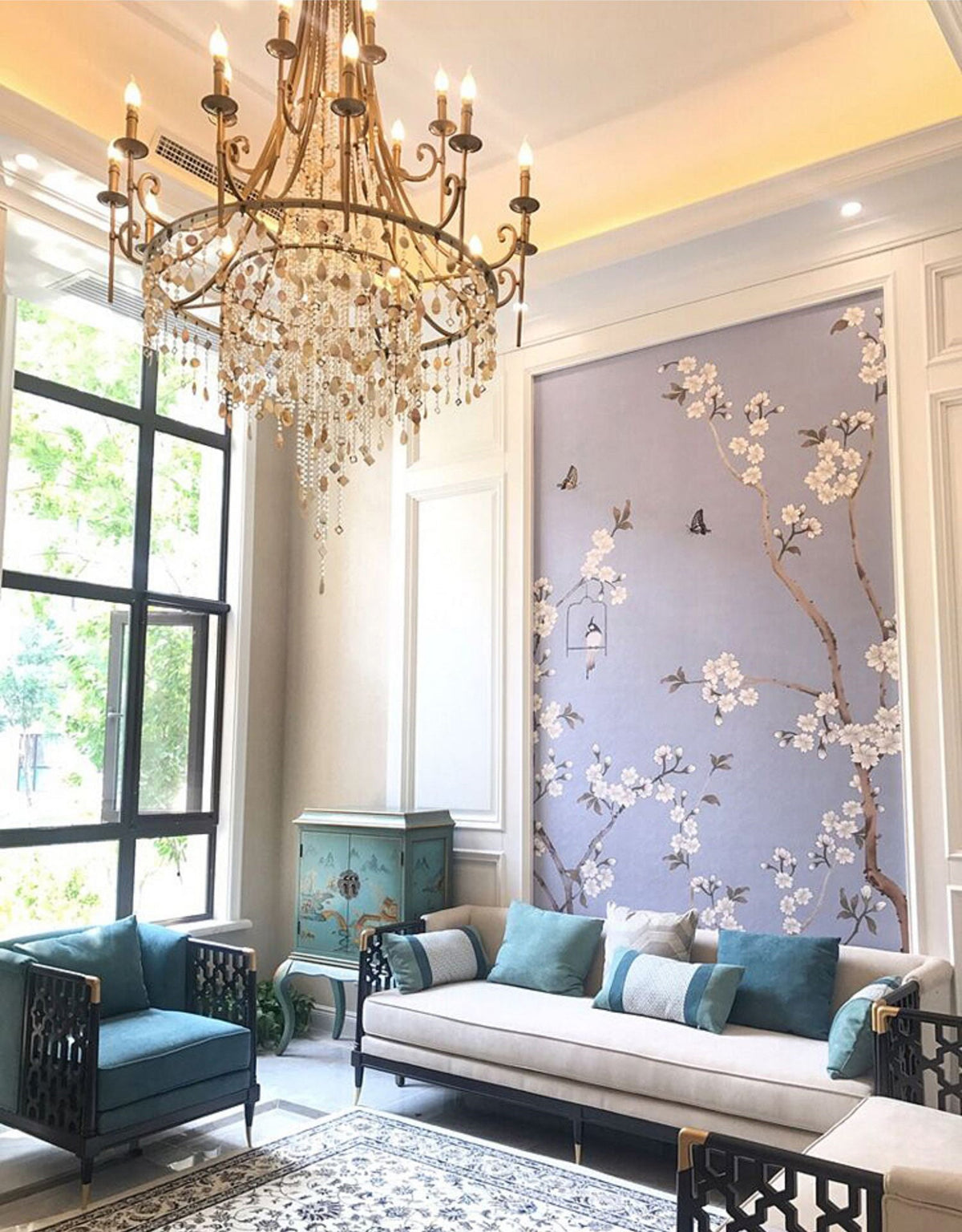 Cebu Chandelier – Tiered Metal Chandelier with Natural Shell, Alabaster & Crystal Charms