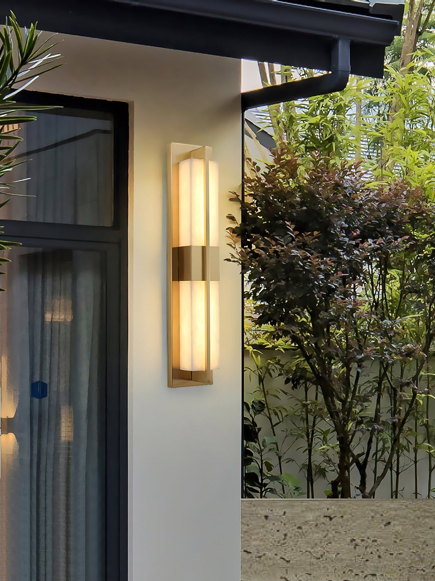 Cecily LED Alabaster Sconce - Modern Glam Heritage Brass & Natural Stone Wall Light
