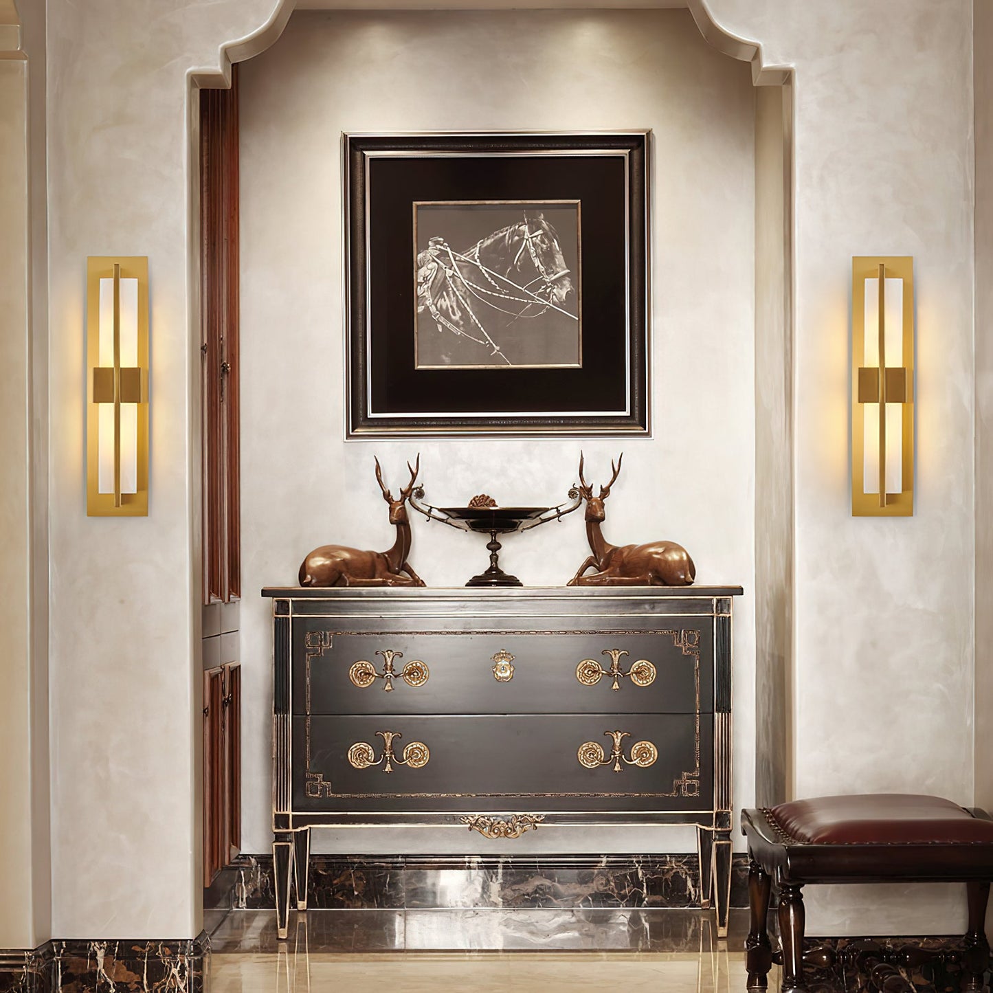 Cecily LED Alabaster Sconce - Modern Glam Heritage Brass & Natural Stone Wall Light