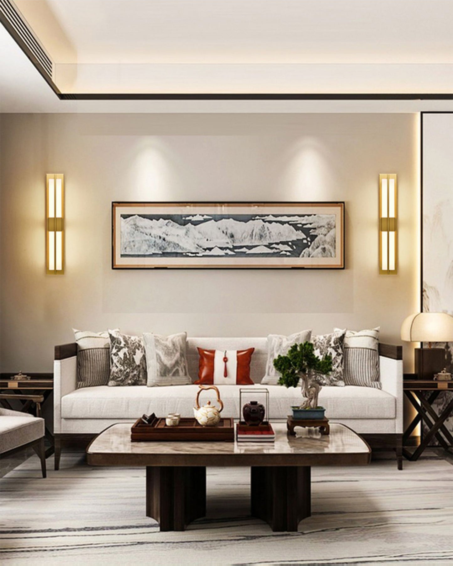 Cecily LED Alabaster Sconce - Modern Glam Heritage Brass & Natural Stone Wall Light